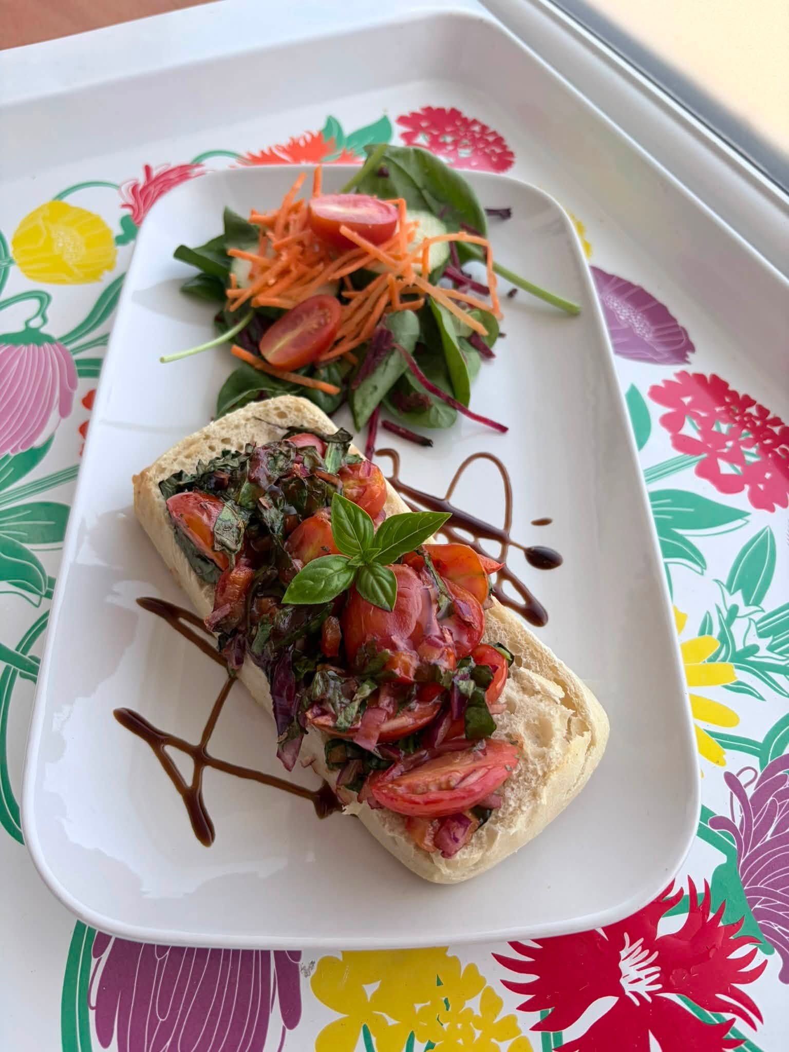 Bruschetta baguette with salad