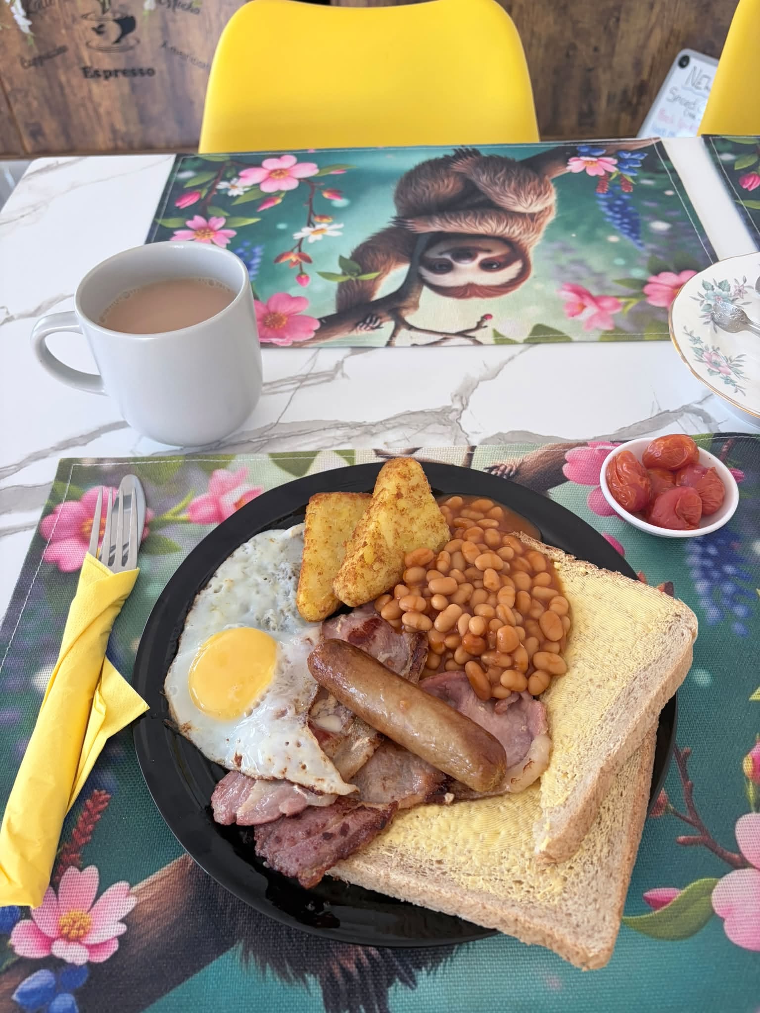 A Sloffee Breakfast with a mug of tea